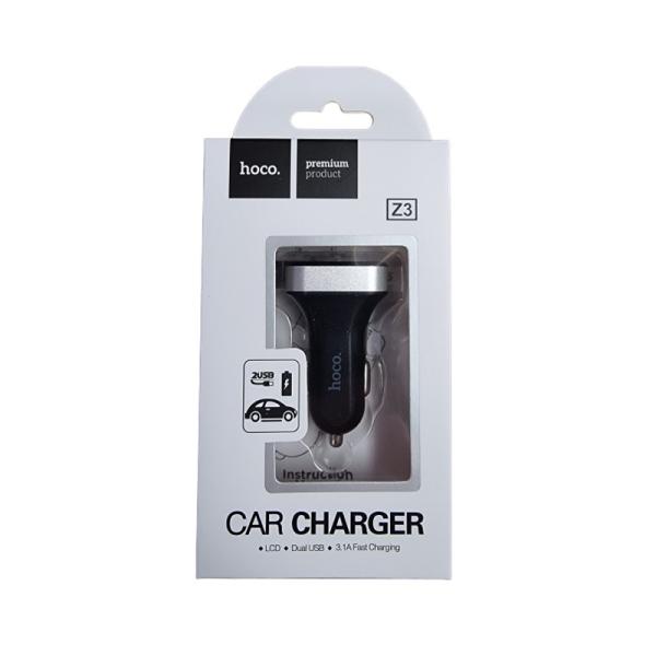 HOCO avtopolnilec Z3 adapter 2xUSB 3,1 QC z ekranom - črn