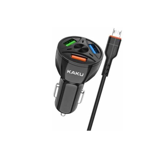 Kaku avtopolnilec KSC-493 3.0 QC s kablom 1m Micro USB - črn