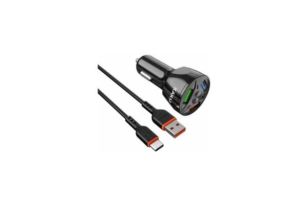 Kaku avtopolnilec KSC-493 3.0 QC s kablom 1m Type C - črn