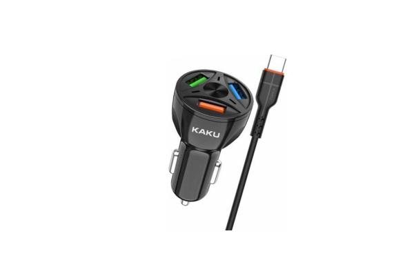 Kaku avtopolnilec KSC-493 3.0 QC s kablom 1m Type C - črn